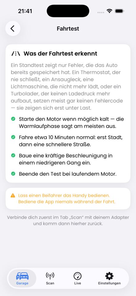 Testfahrt