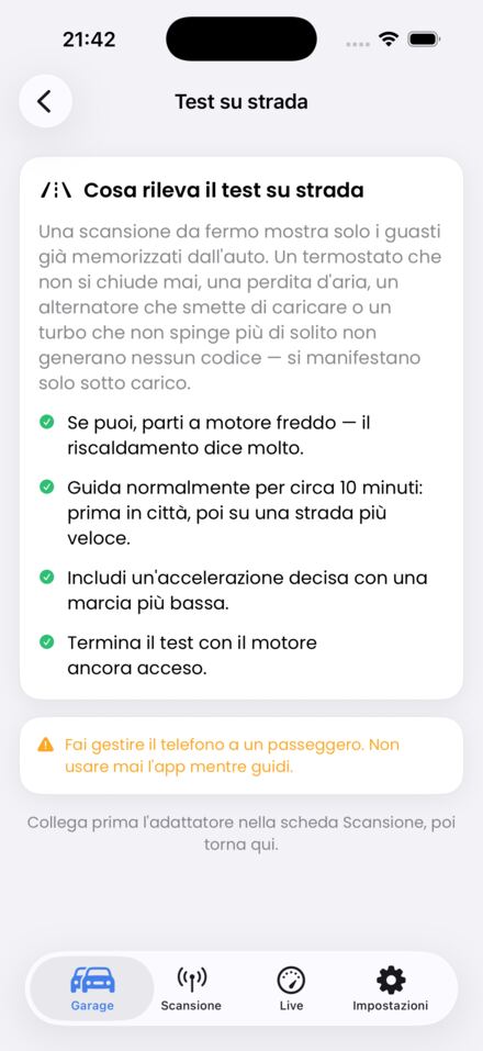 Test su strada