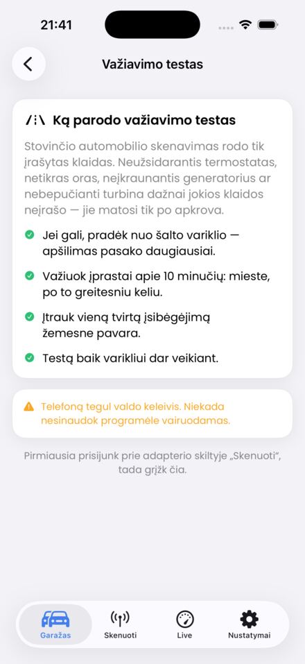Važiavimo testas