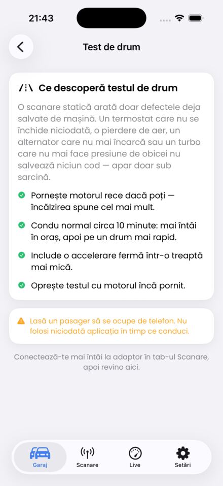 Test în trafic