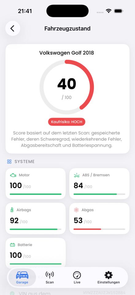 Gesundheitswert und Kaufrisiko