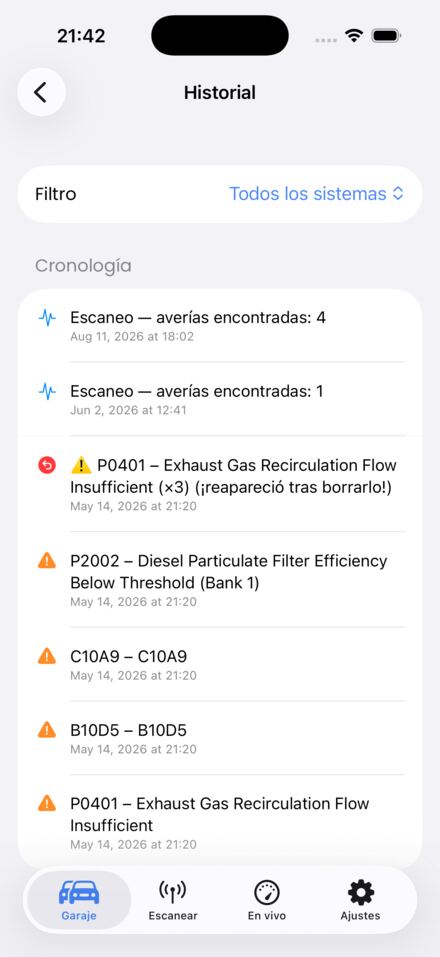 Historial de averías por VIN